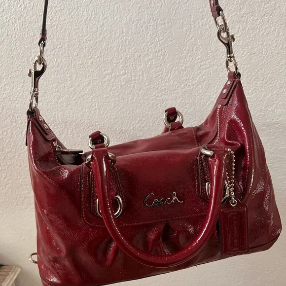 COACH Ashley Red Patent Satchel/Shoulder Bag F15455 - Picture 3 of 13